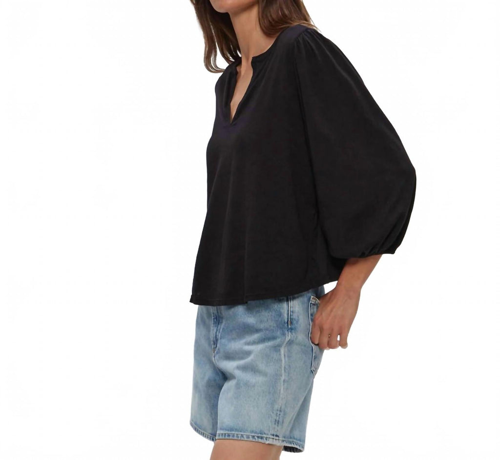 Gabi Puff Sleeve Top In Black