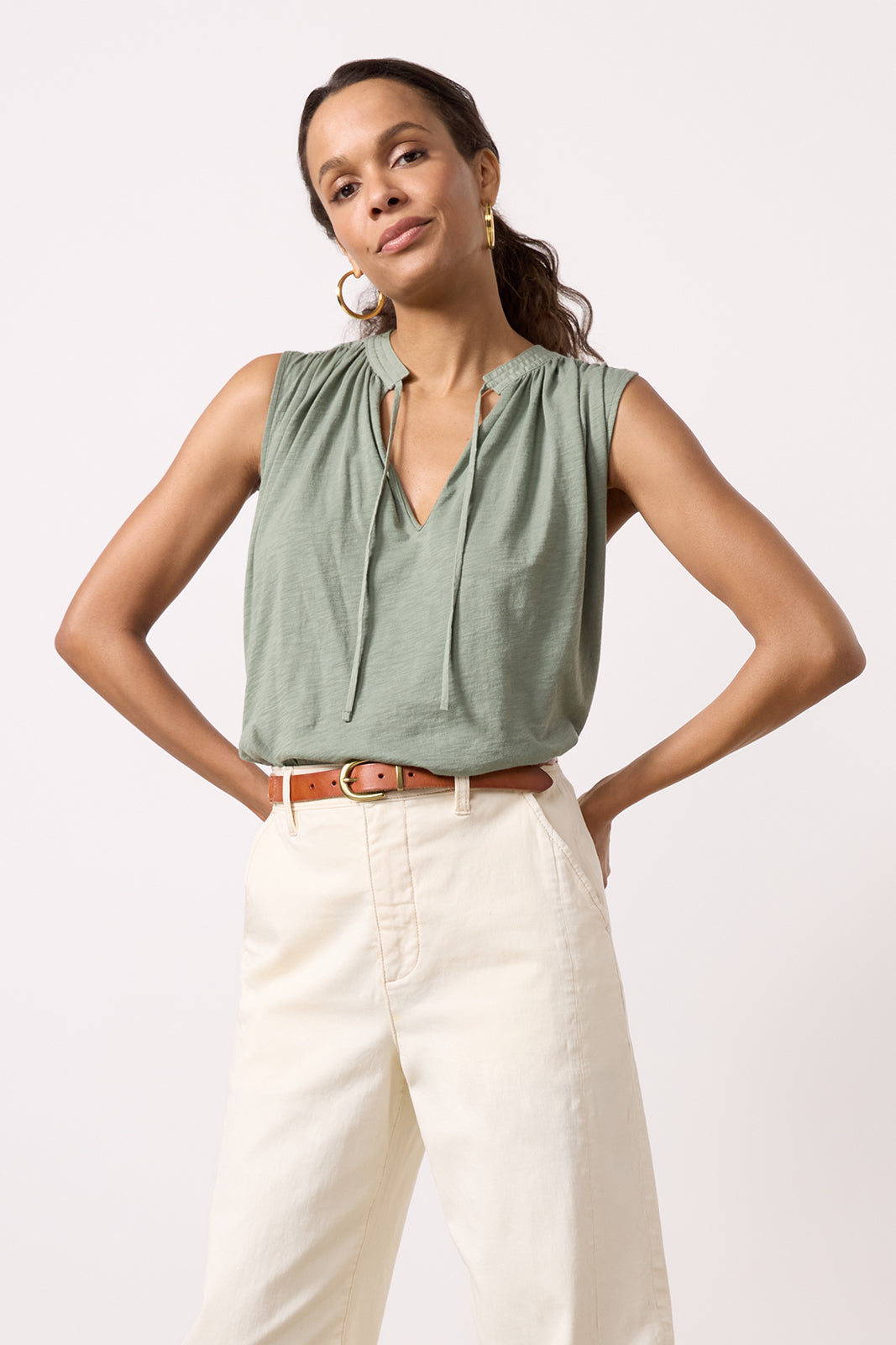 Women's Via Tie Front Tank Top