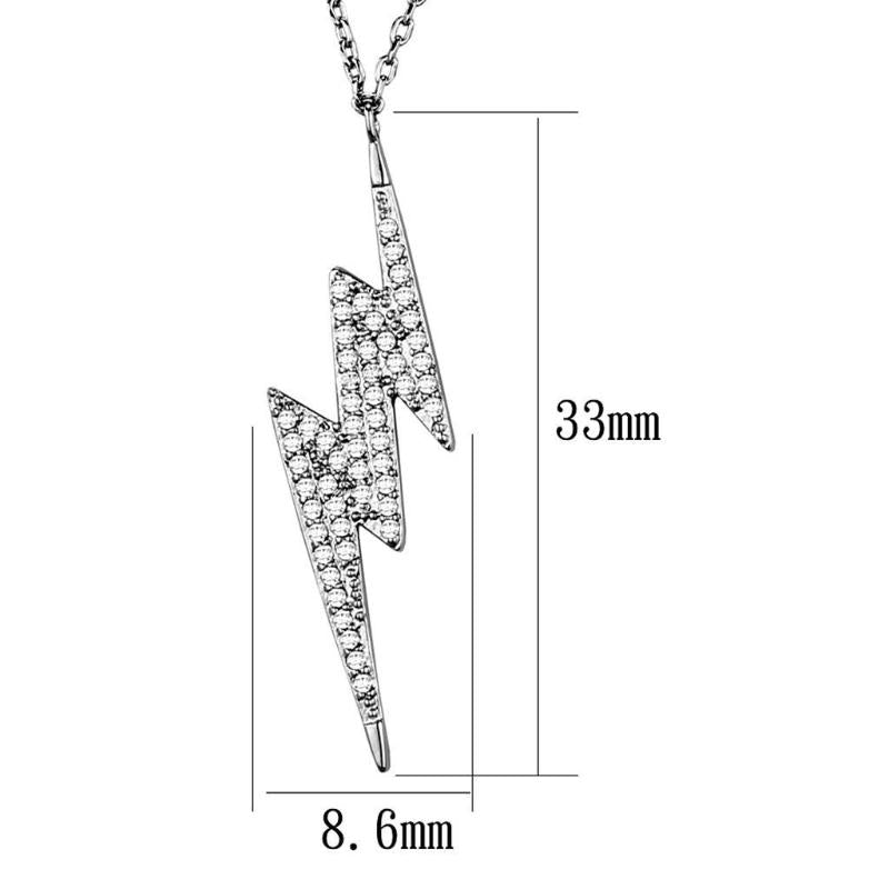 Rhodium Brass Chain Pendant with AAA Grade CZ in Clear
