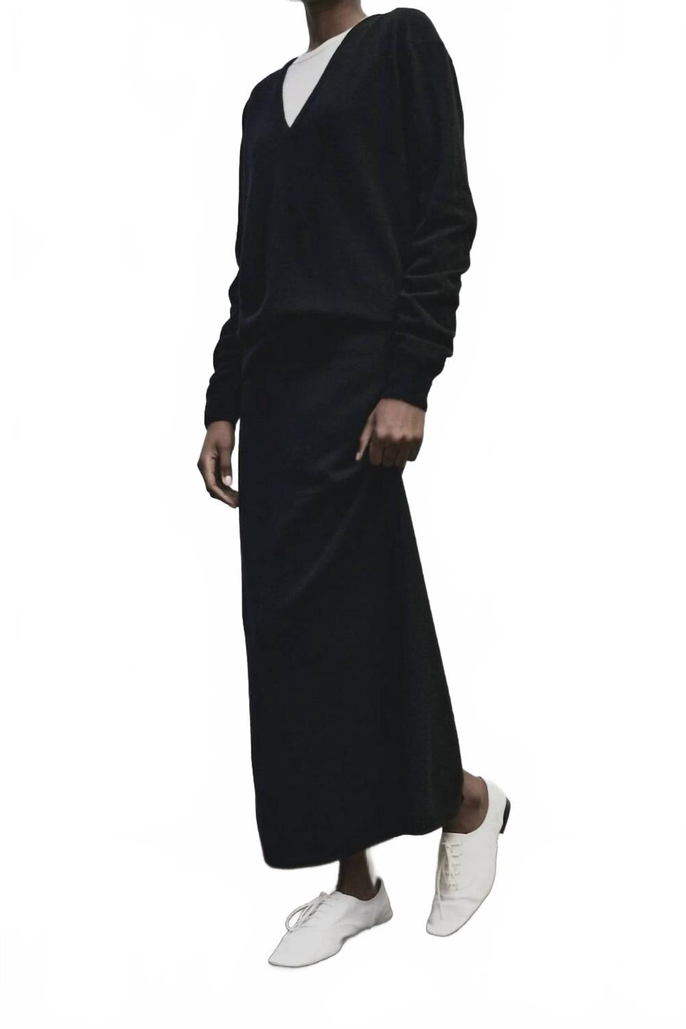 Cashmere Blend Knit Midi Skirt In Black