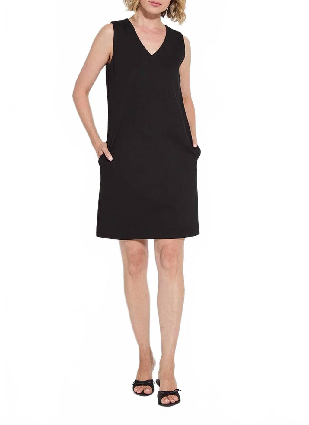 Sleeveless Knee Length Dress In Black