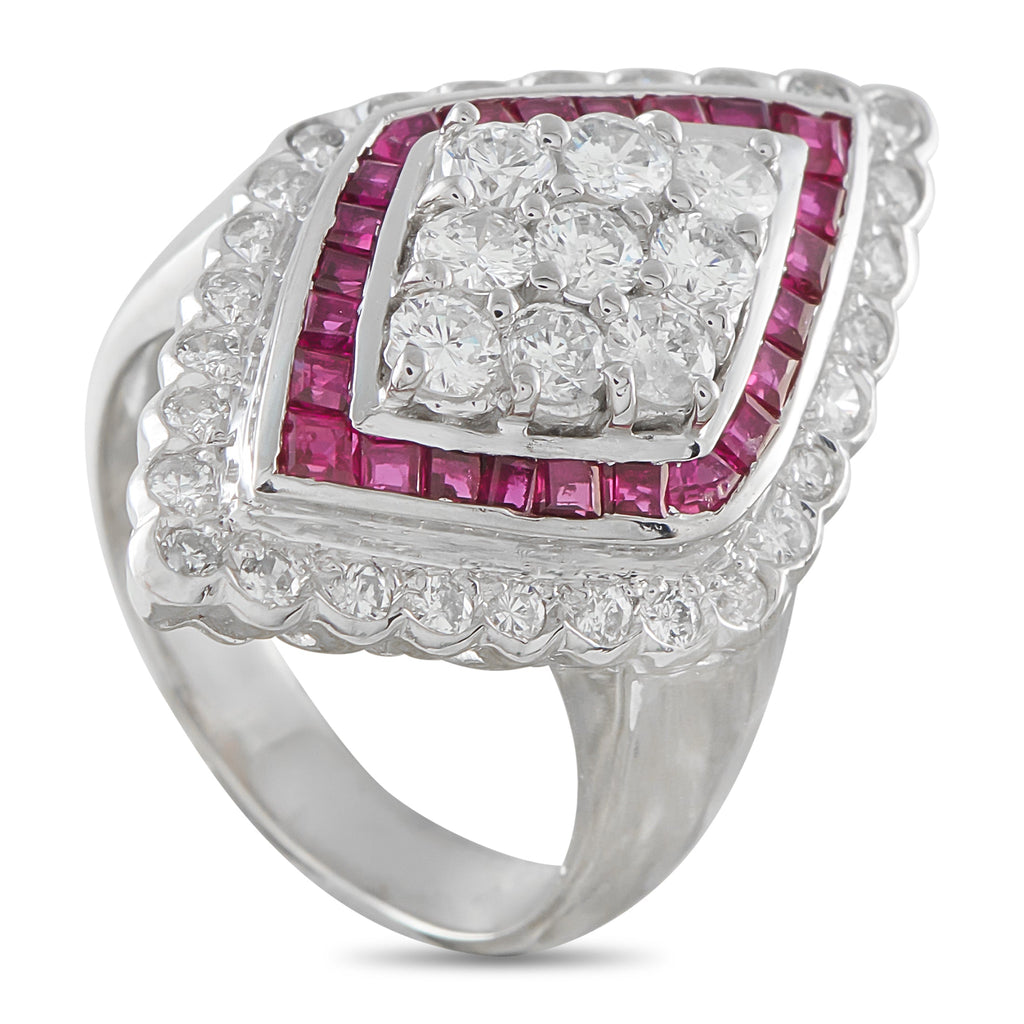 LB Exclusive Platinum 1.21ct Diamond and Ruby Ring MF14-041426