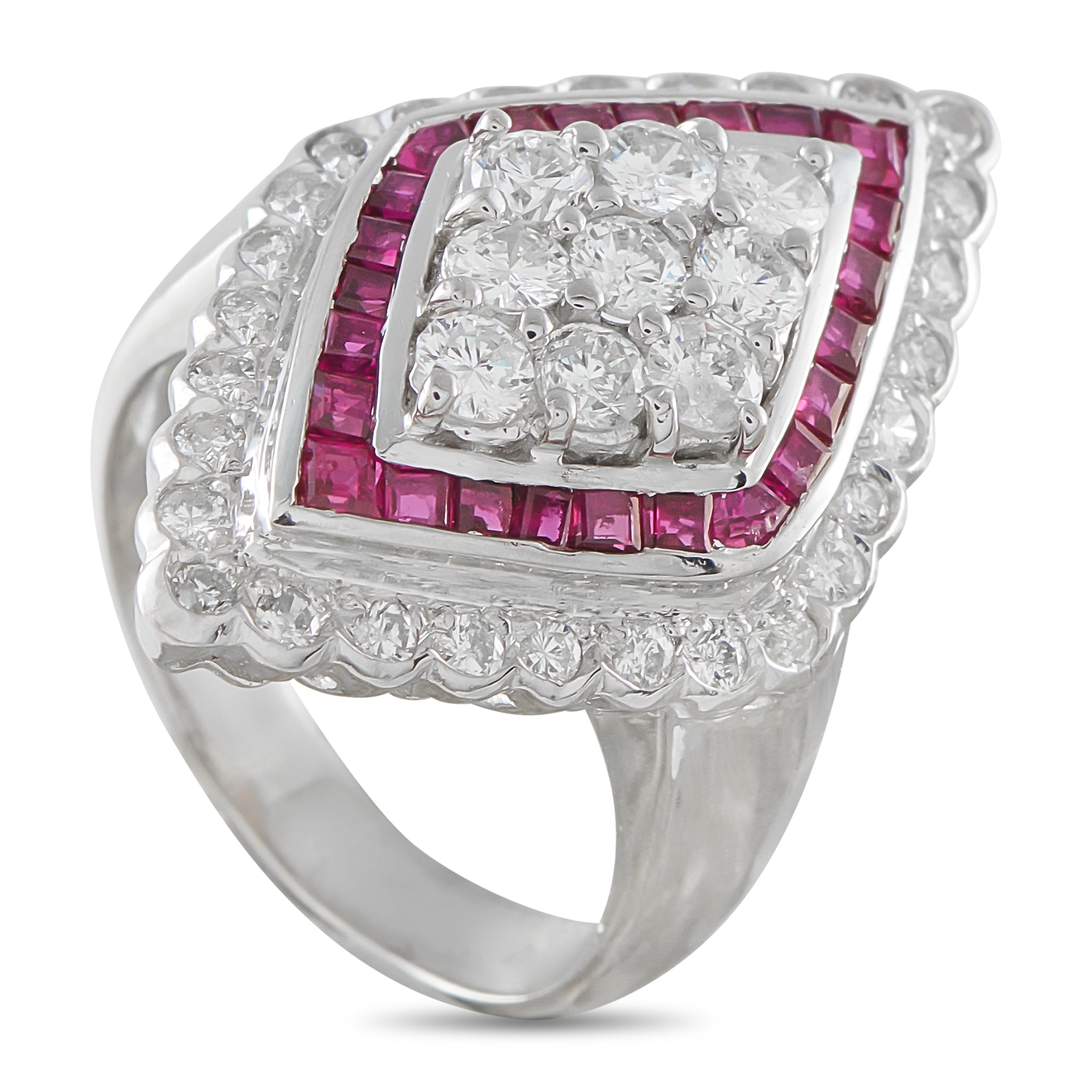 LB Exclusive Platinum 1.21ct Diamond and Ruby Ring MF14-041426