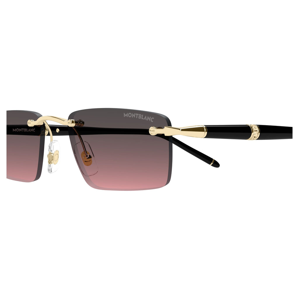 Rimless Rectangular Sunglasses With Gradient Lenses And Gold Accents