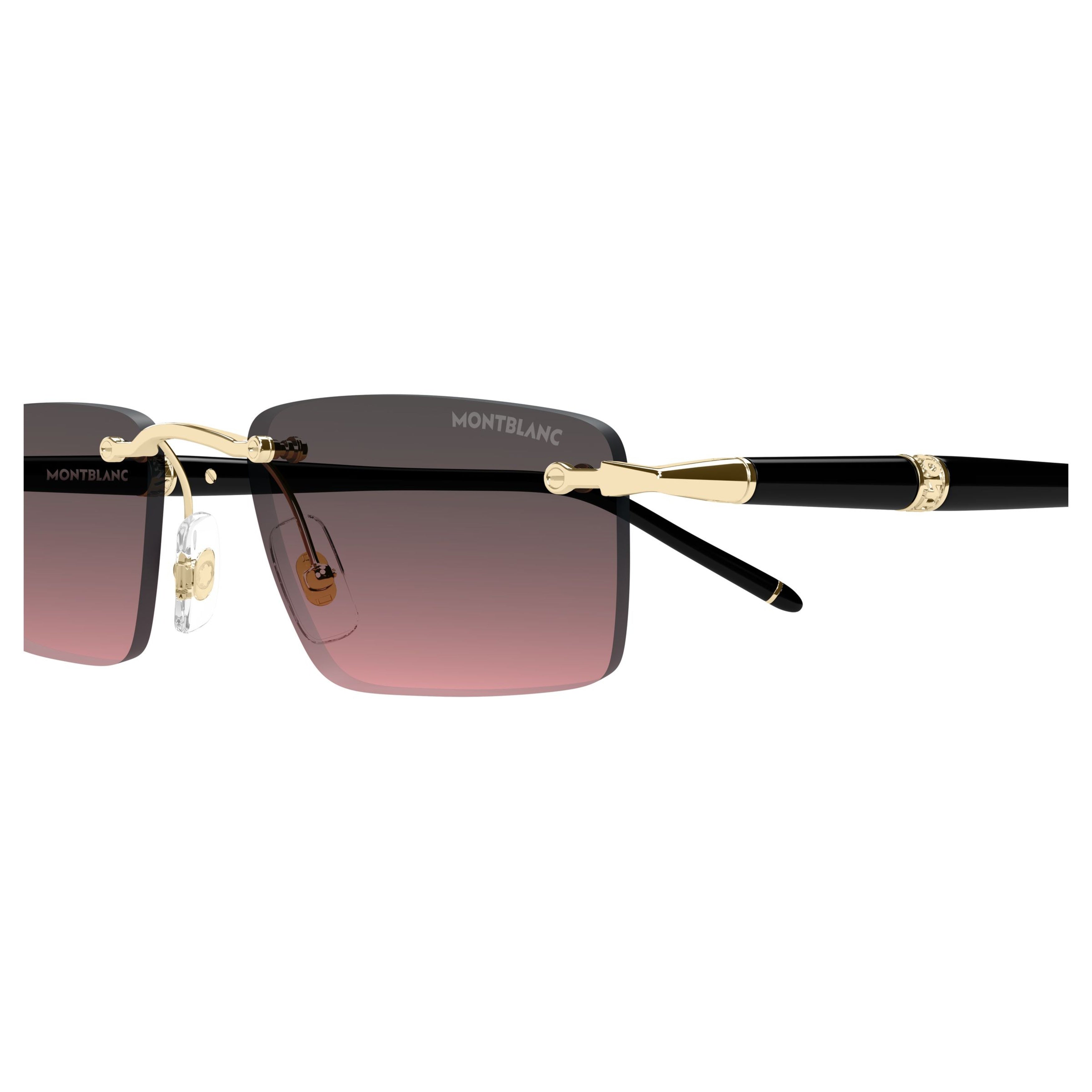 Rimless Rectangular Sunglasses With Gradient Lenses And Gold Accents