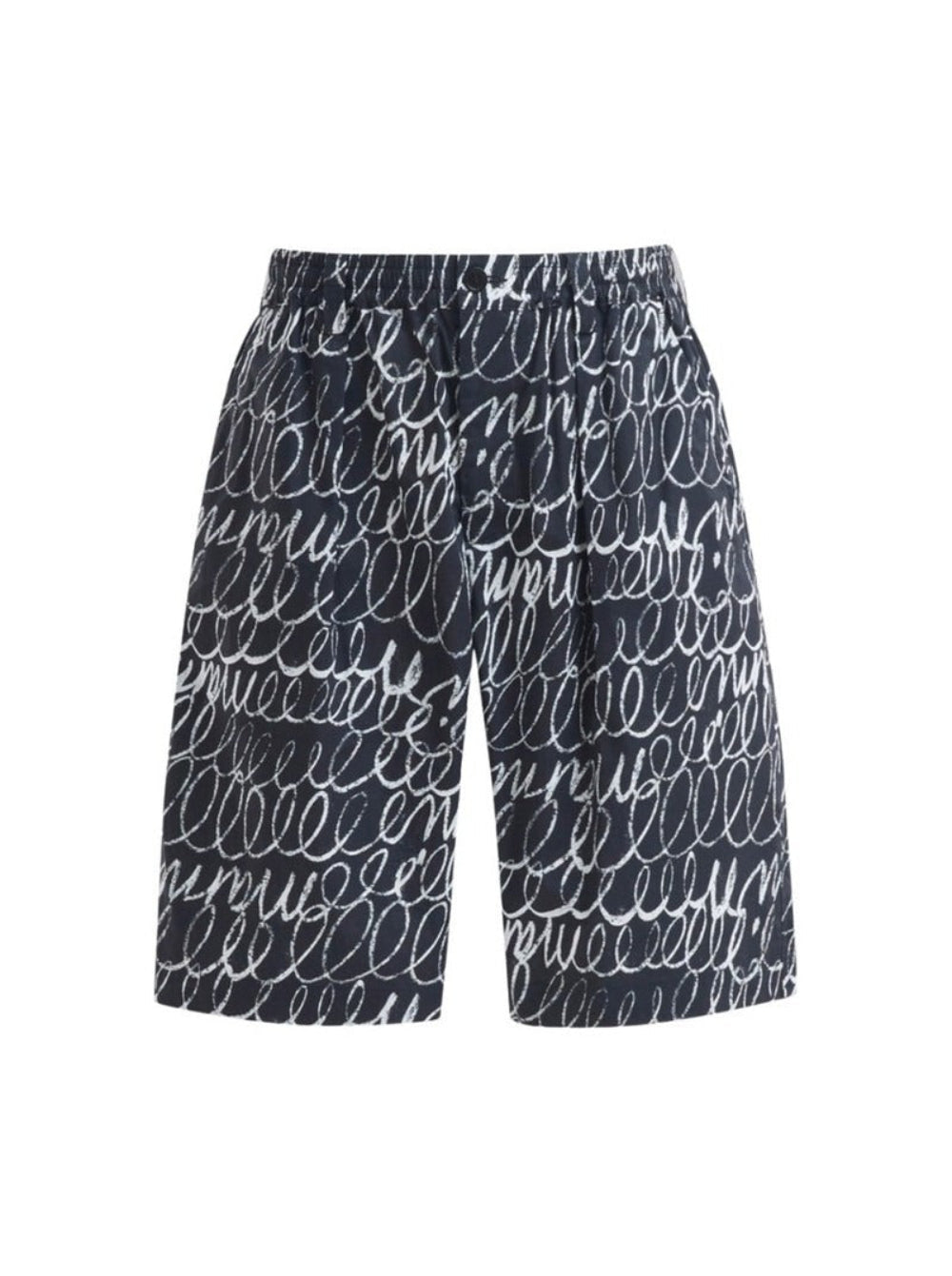 Marni Scribbled Popeline Drawstring Shorts - Black