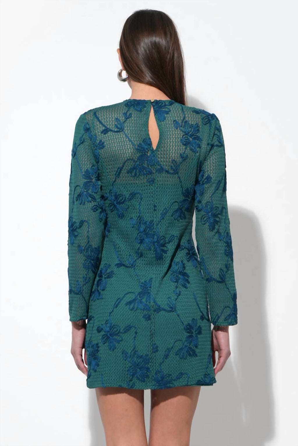 Cheryl Crochet Lace Mini Dress In Emerald Green