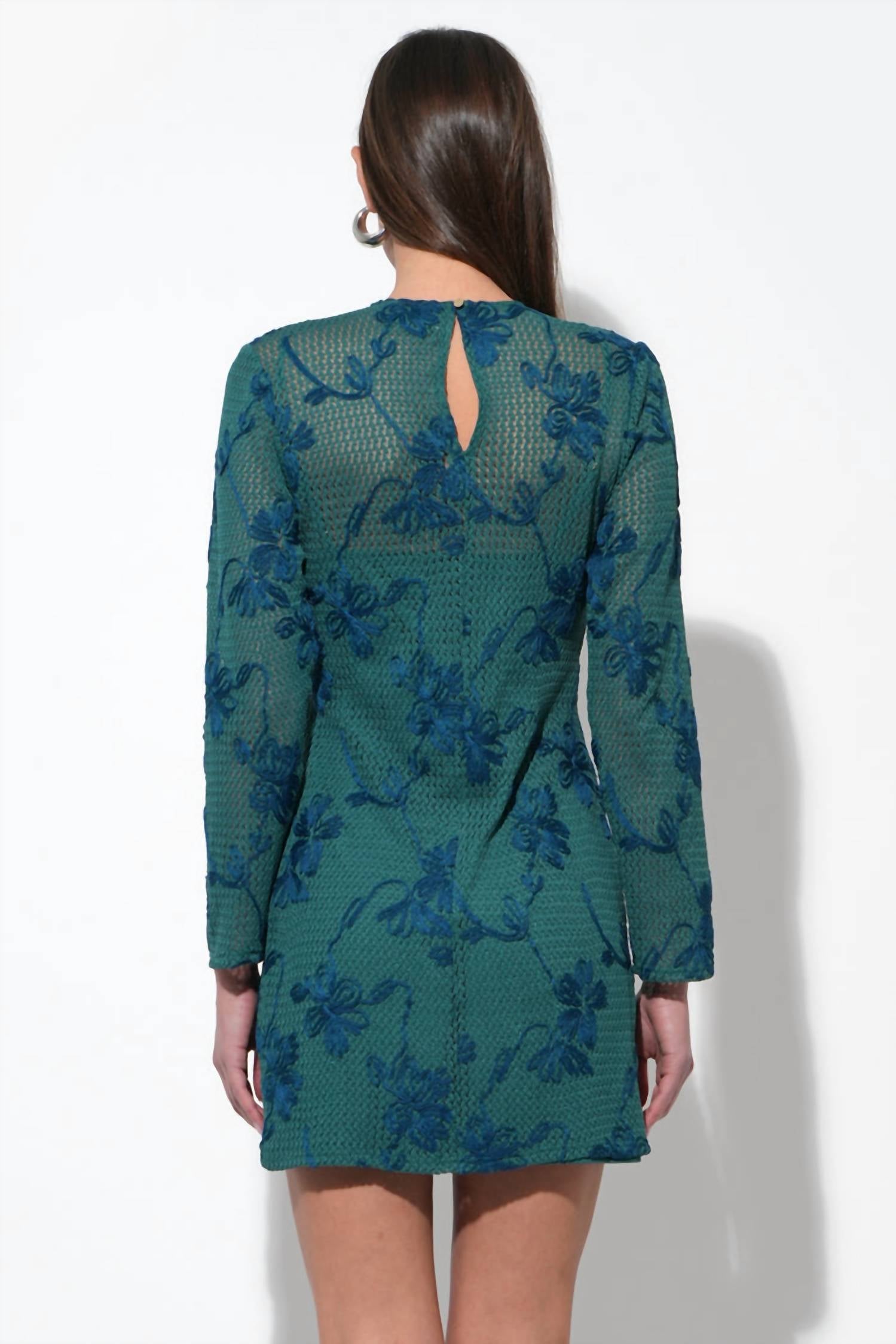 Cheryl Crochet Lace Mini Dress In Emerald Green