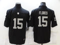 Men's Las Vegas Raiders Tom Flores #15 Black Game Jersey1