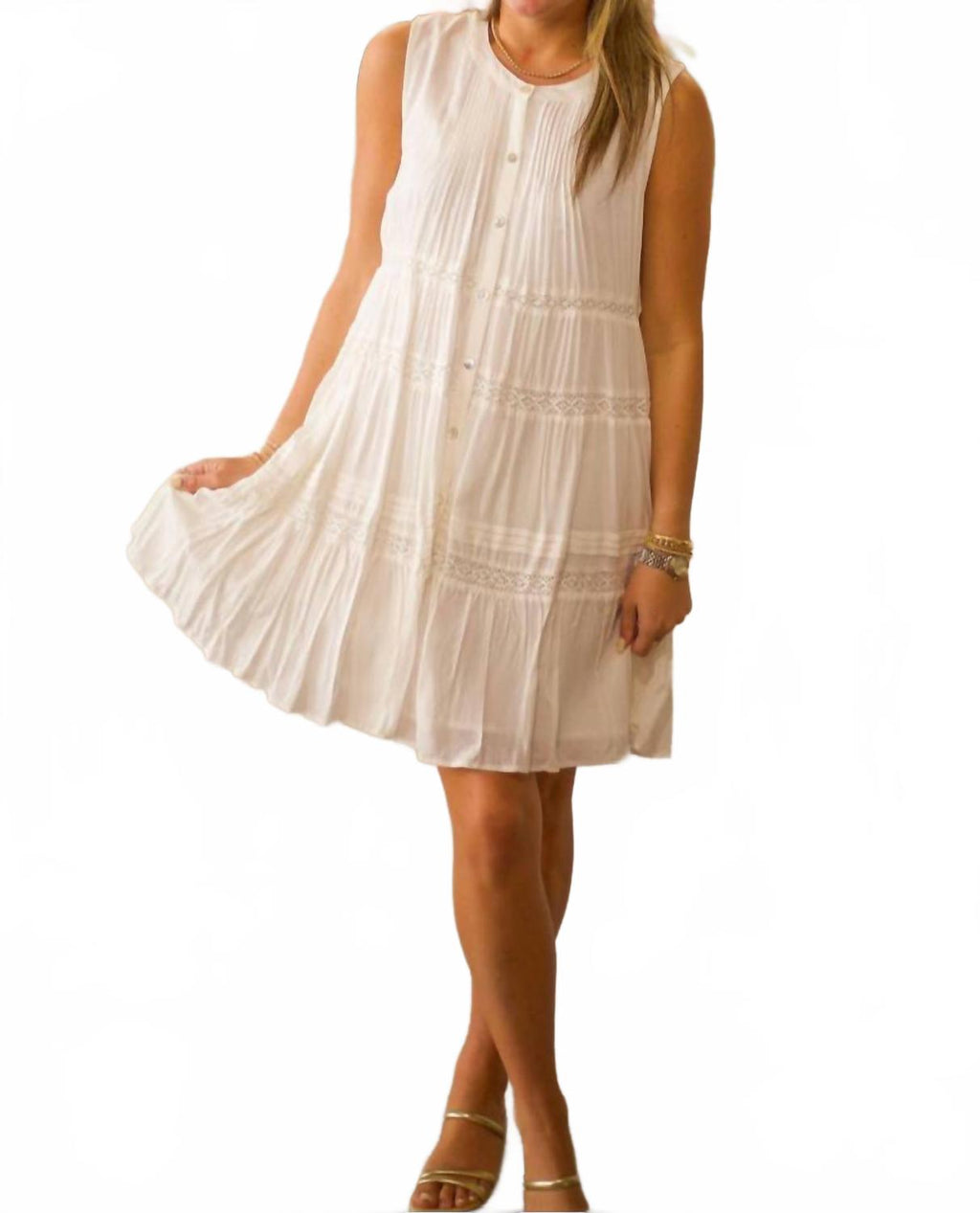 Lace Detail Dress In Off White