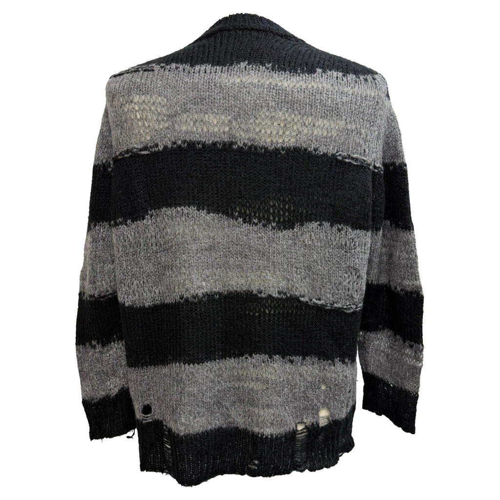 Acne Studios Striped Distressed Sweater in Grey Acrylic