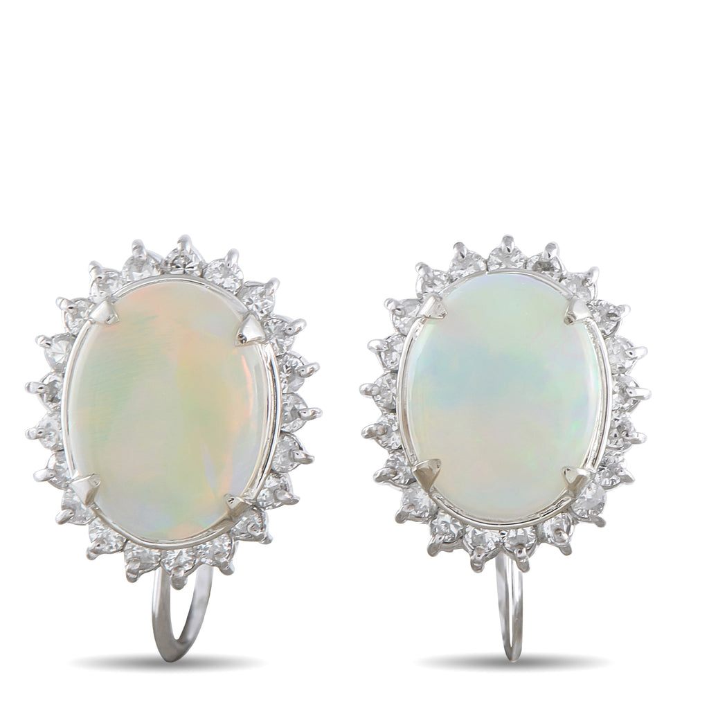 LB Exclusive Platinum 0.44ct Diamond and Opal Earrings MF08-041026