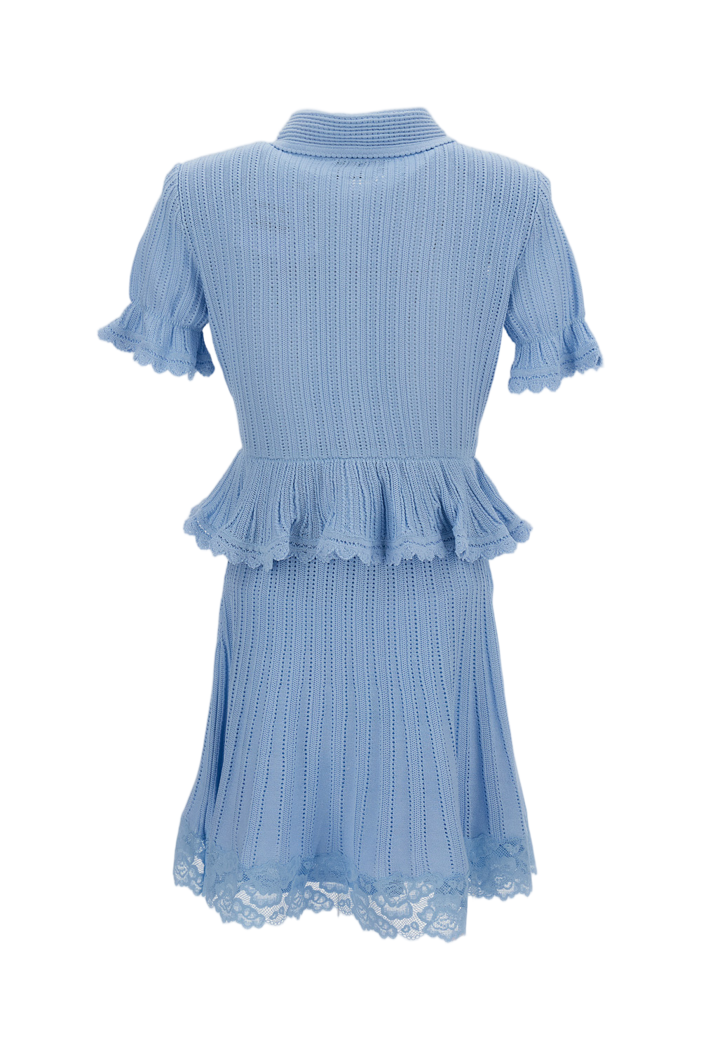 Pointelle Peplum Knit Mini Dress