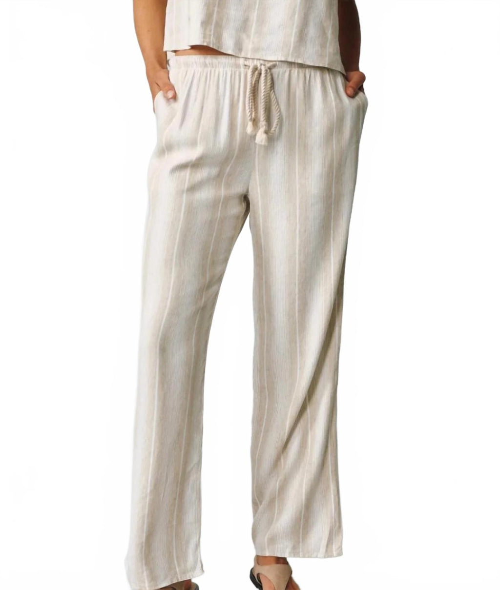 Wide Leg Drawcord Pants In Positano Sand