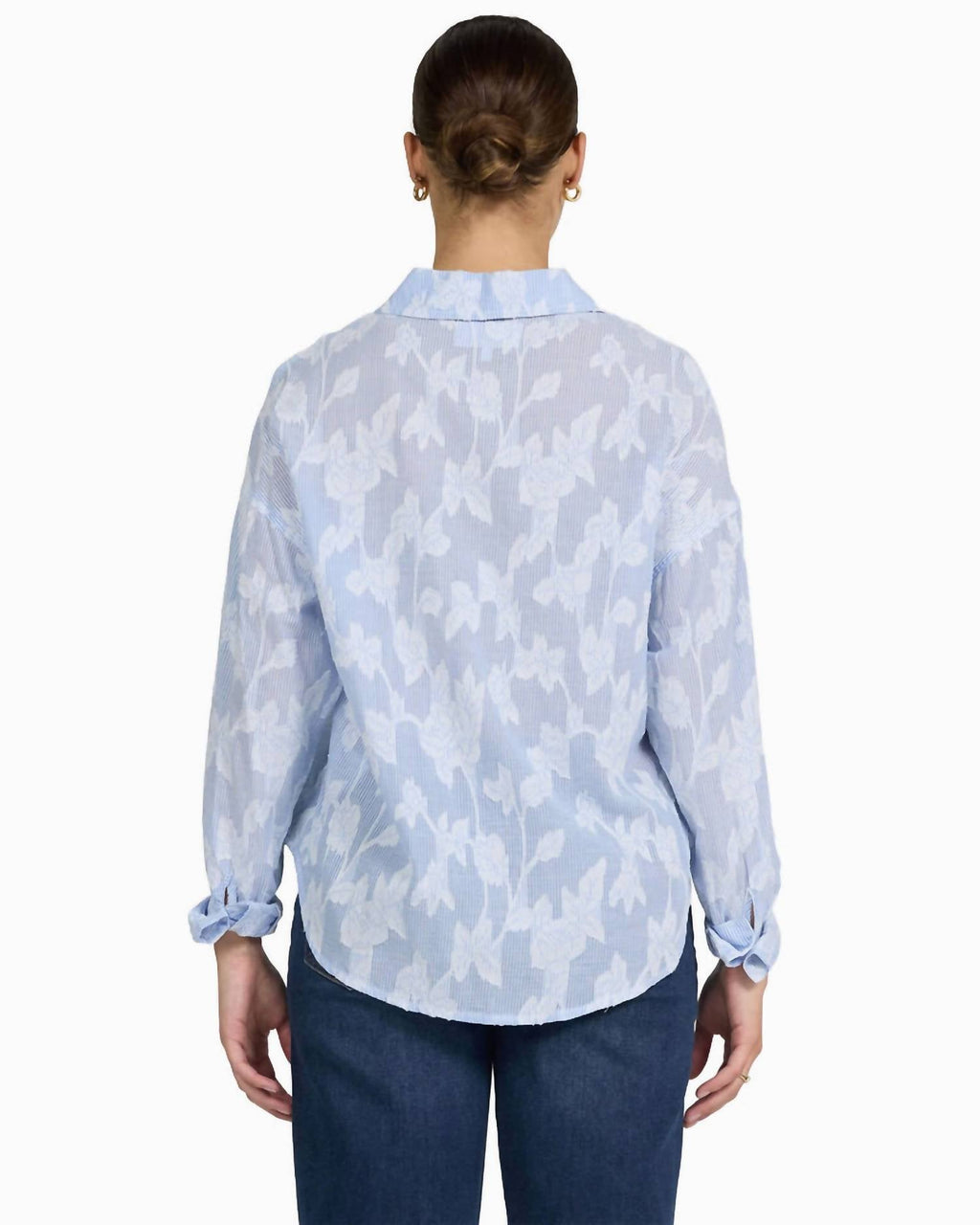 Adrianna Burnout Top In Blue Floral
