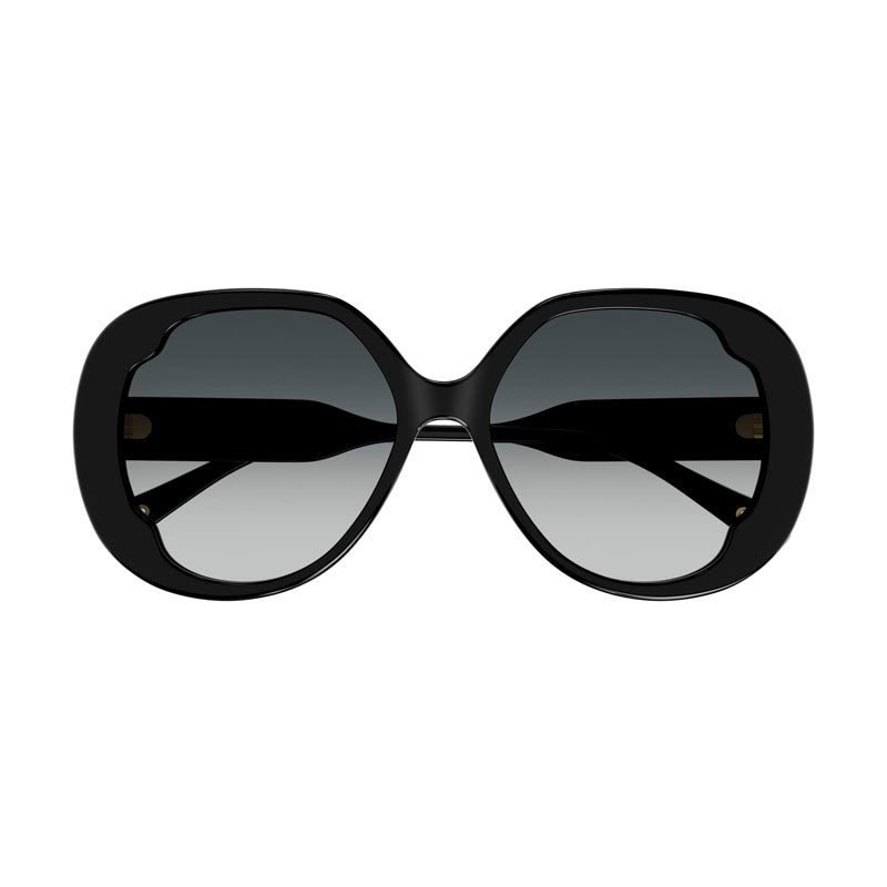 Chloe Sunglasses Oval Full Rim, Black Frame And Grey Gradient Lens Ch0195S001