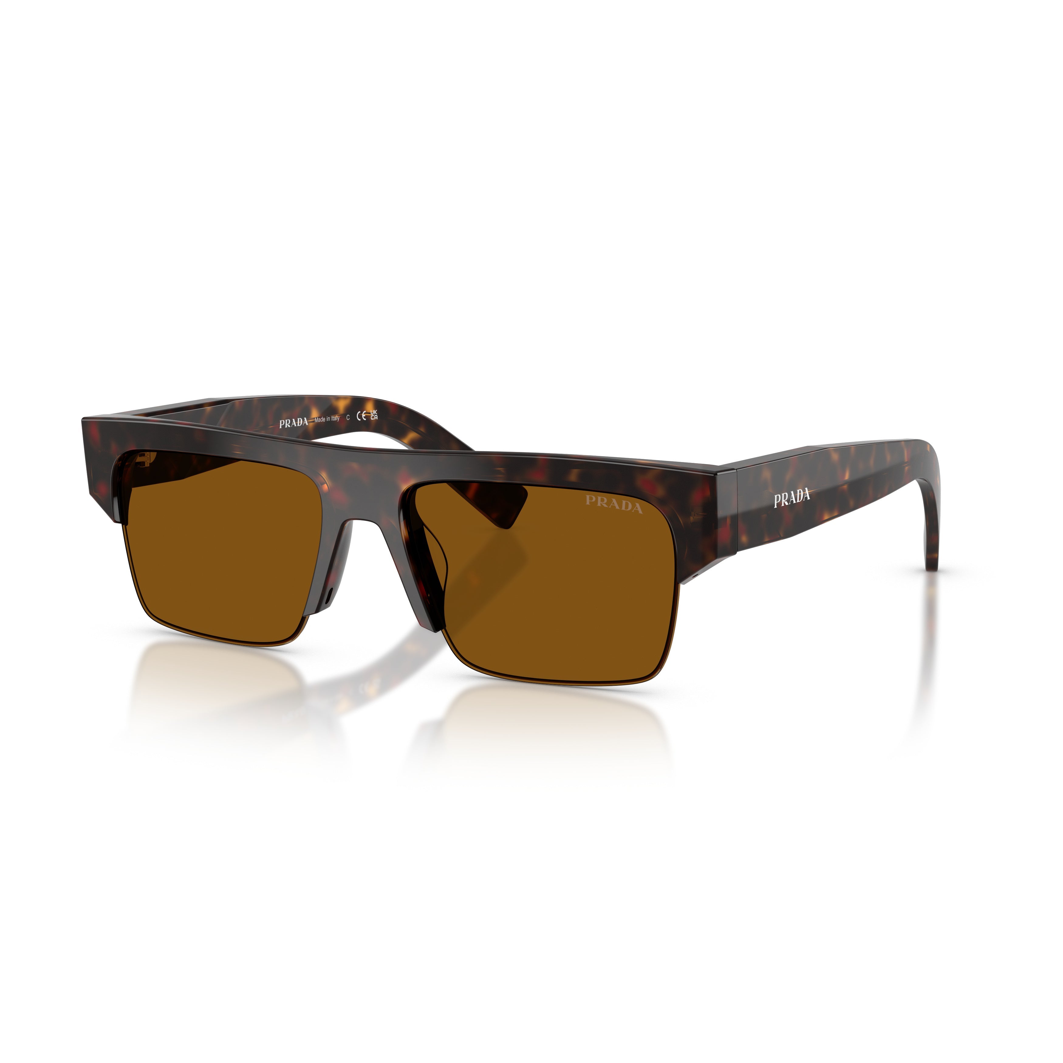 0Pr D12Su Rectangular Tortoiseshell Acetate Sunglasses with Bold Arms
