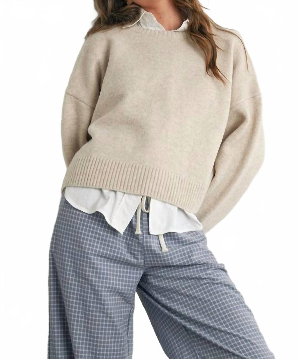 Tie-Back Sweater In Beige
