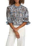Jaxie Foil Print Tweed Crop Jacket In Silver Multi