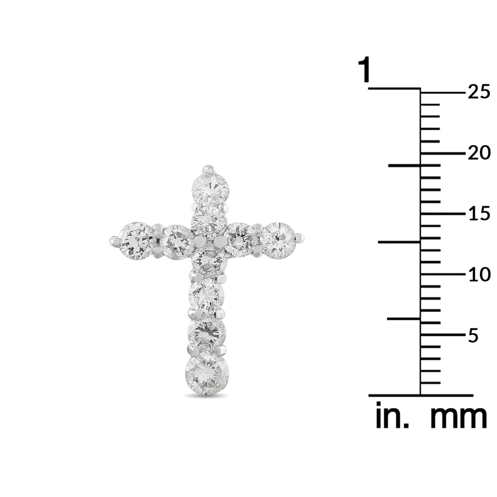 LB Exclusive 18K White Gold 1.0ct Diamond Cross Pendant MF08-041326