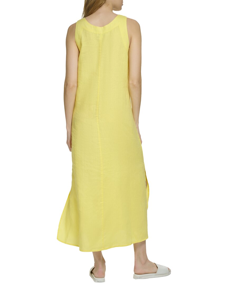 DKNY V-Neck Panel Linen Dress