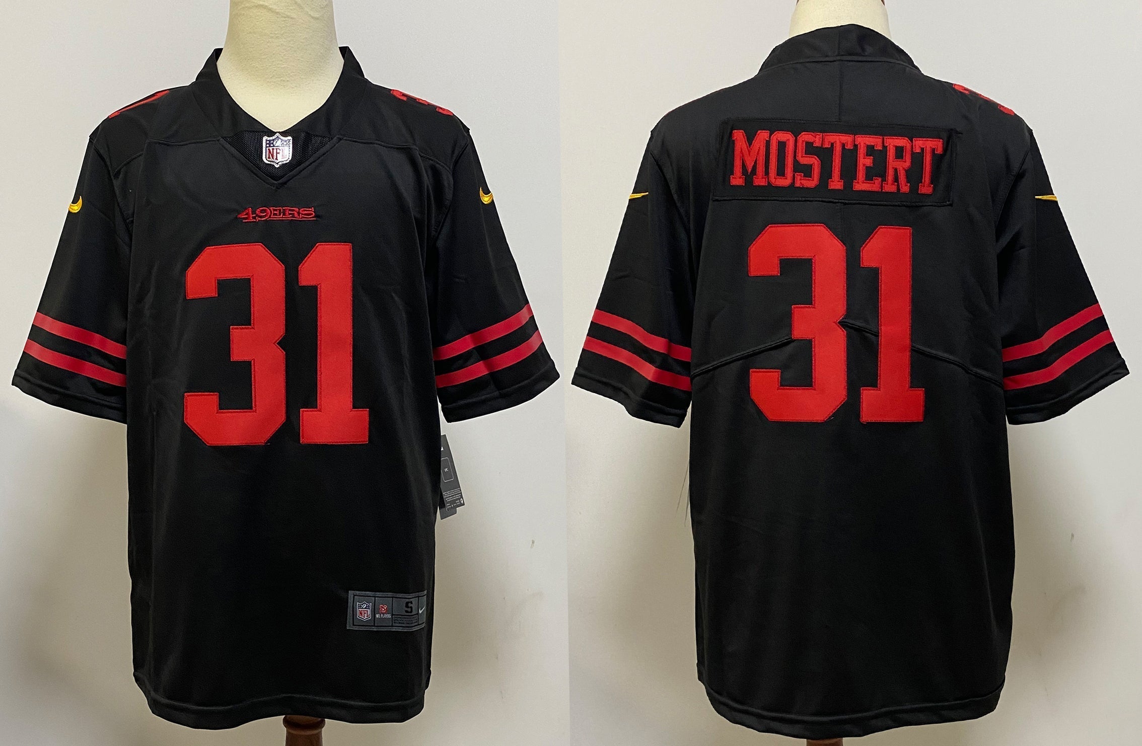Men's San Francisco 49ers Raheem Mostert #31 Black Game Player jersey