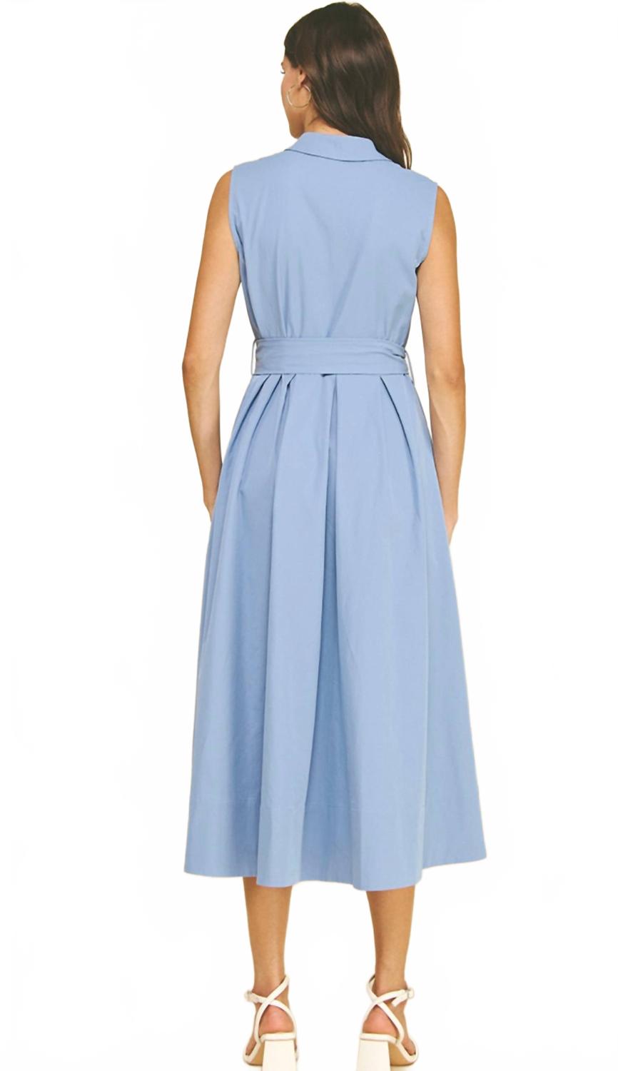 Hayden Flared Shirt Midi Dress In Light Blue