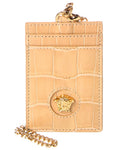 Versace La Medusa Croc-Embossed Leather Card Holder On Chain