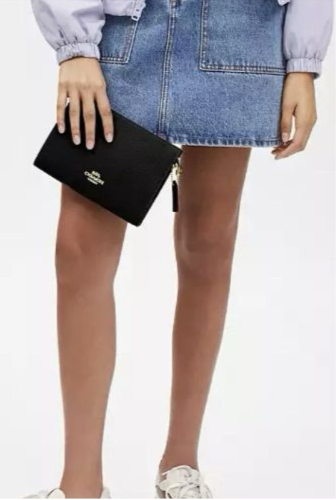 NWT Coach Slim Crossbody Leather Bag In Gold/ Black