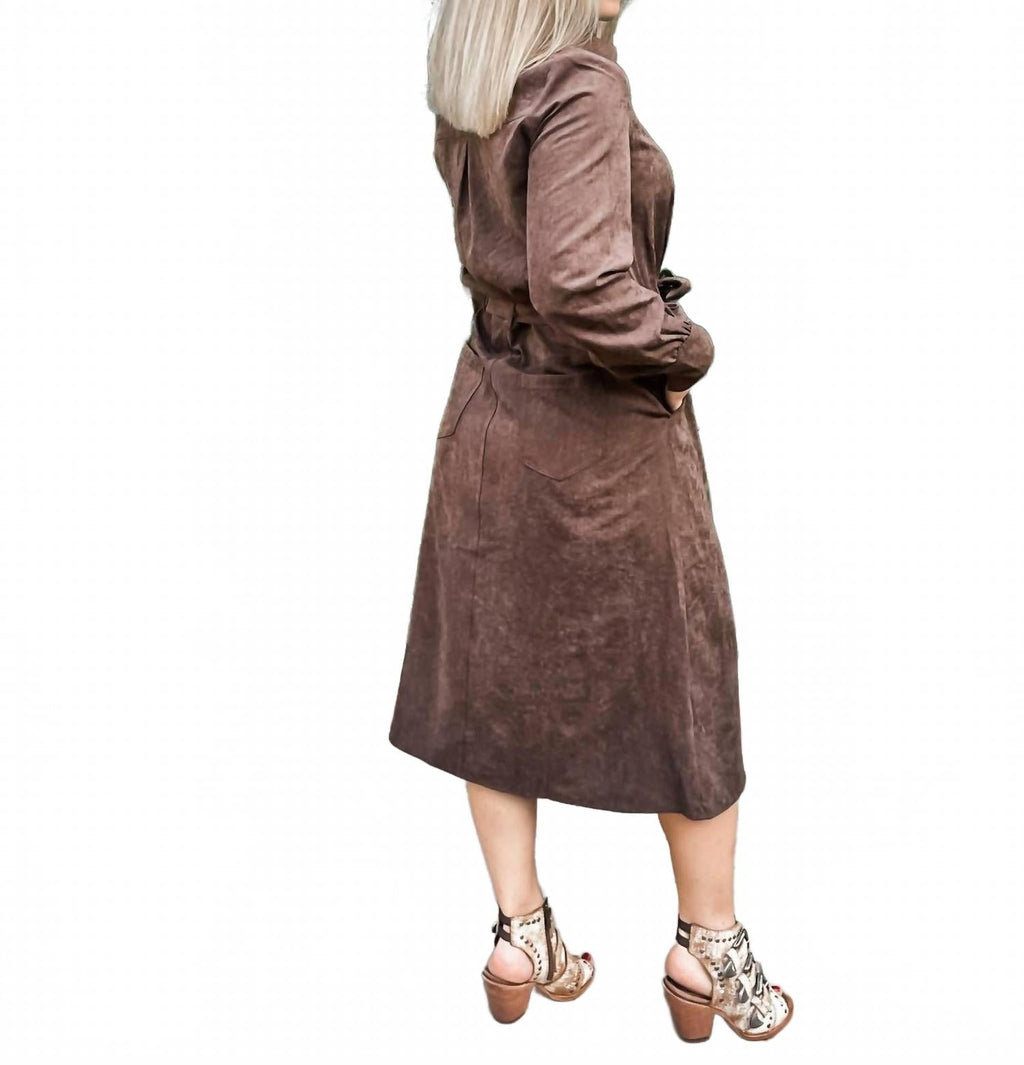 Long Sleeve Shirt Dress In Cocoa