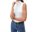 Hillary Ribbed Turtleneck Top In Snow
