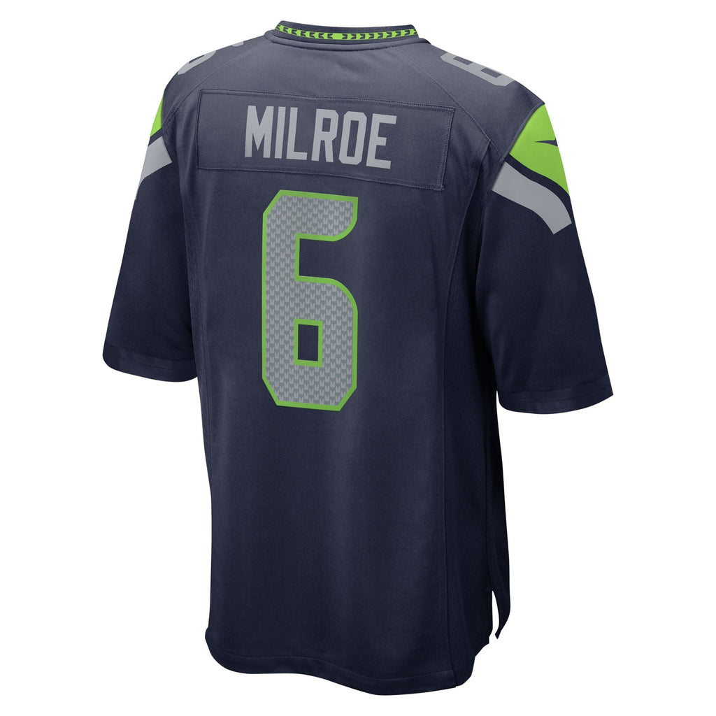 Seattle Seahawks Jalen Milroe College Navy 2025 NFL Draft Game Jersey