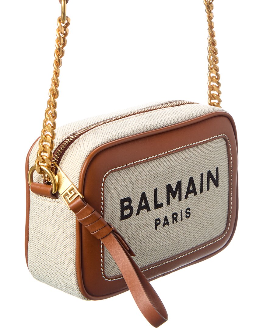 Balmain Logo Canvas & Leather Crossbody