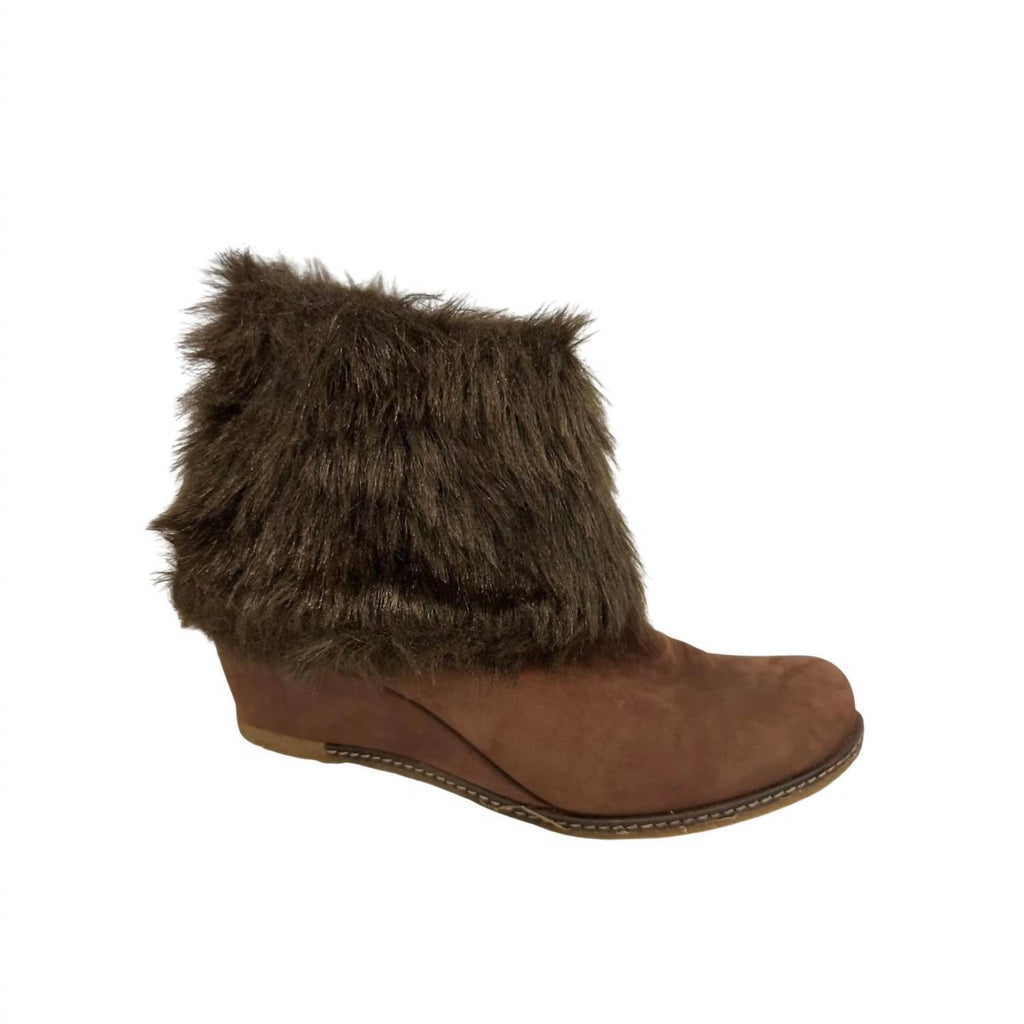 Women's Marina Faux Fur Leather Ankle Boots In Brown