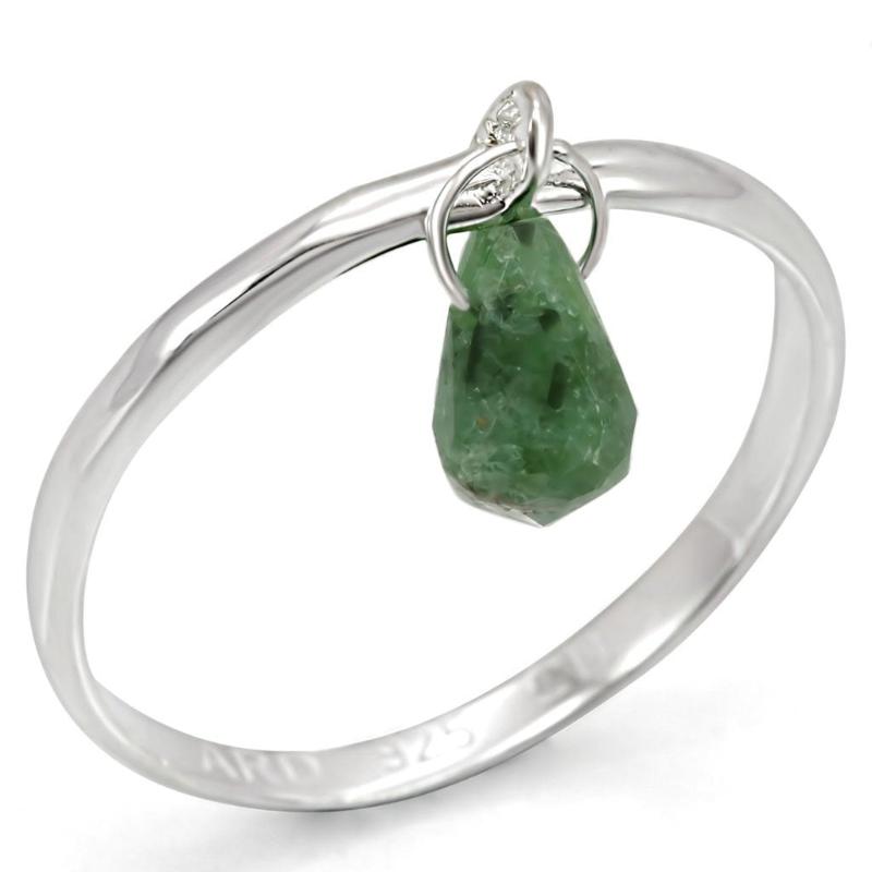 Silver 925 Sterling Silver Ring with Genuine Stone in Emerald