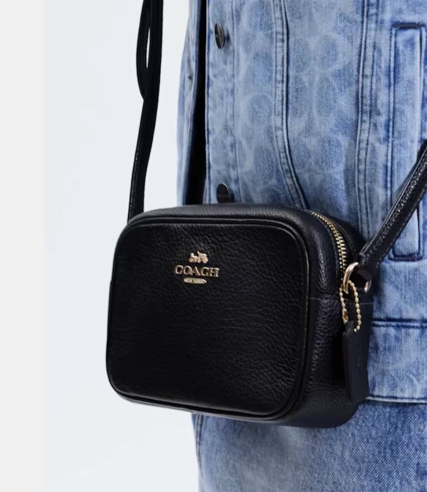 NWT Coach Mini Jamie Camera Crossbody Leather Bag Black