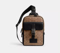 NWT Coach Track Pack Sling Bag In Signature Canvas & Leather Tan/Black