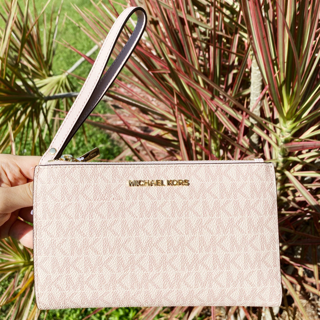 Michael Kors Jet Set Travel Double Zip Wristlet Ballet Pink MK