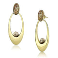 IP Gold(Ion Plating) Stainless Steel Earrings with Semi-Precious Oligoclase in Multi Color