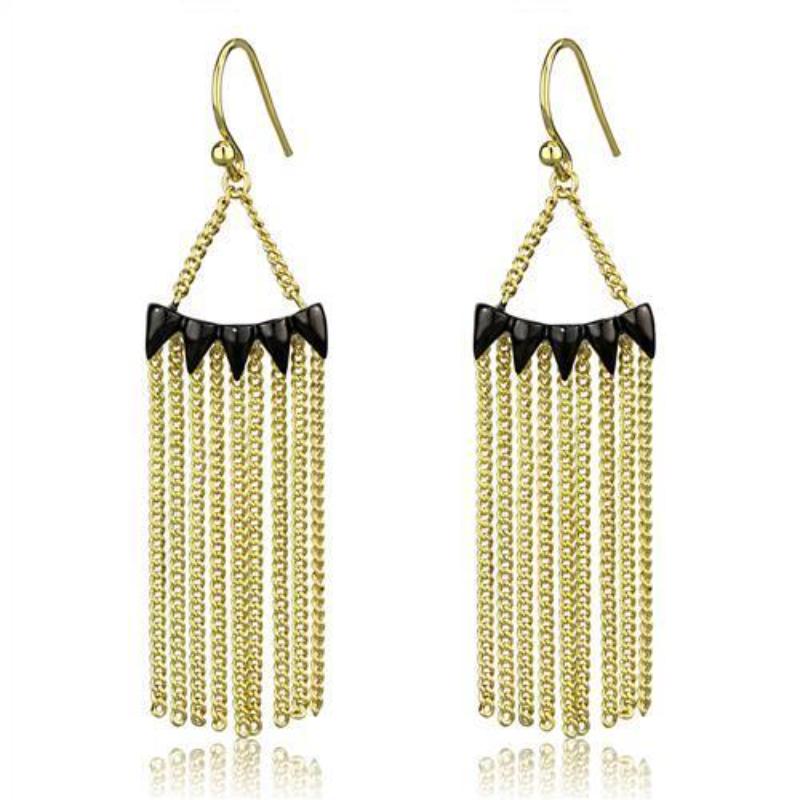 Gold+Ruthenium Brass Earrings with Top Grade Crystal in Clear