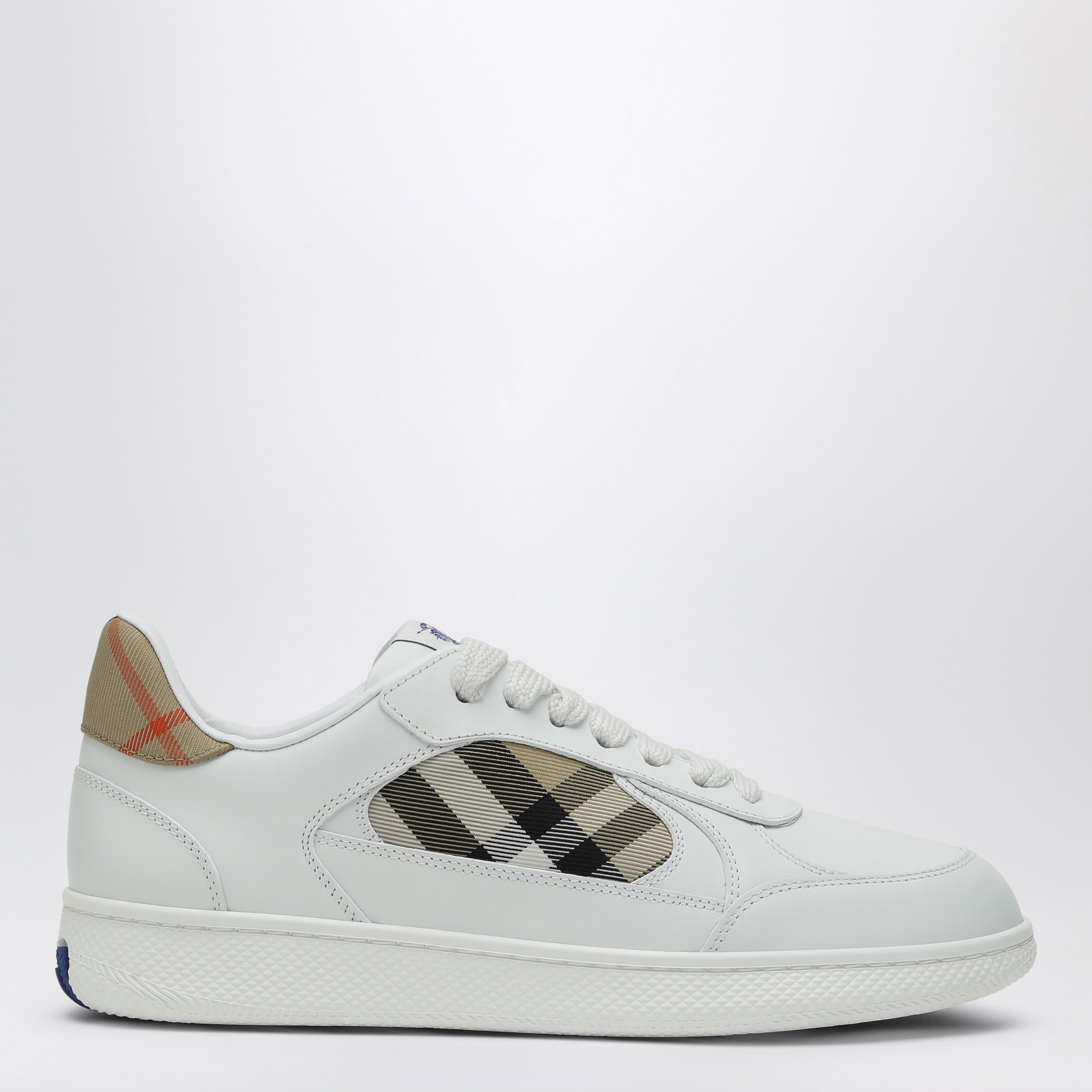 Burberry White Leather Sneaker Terrace And Check Women