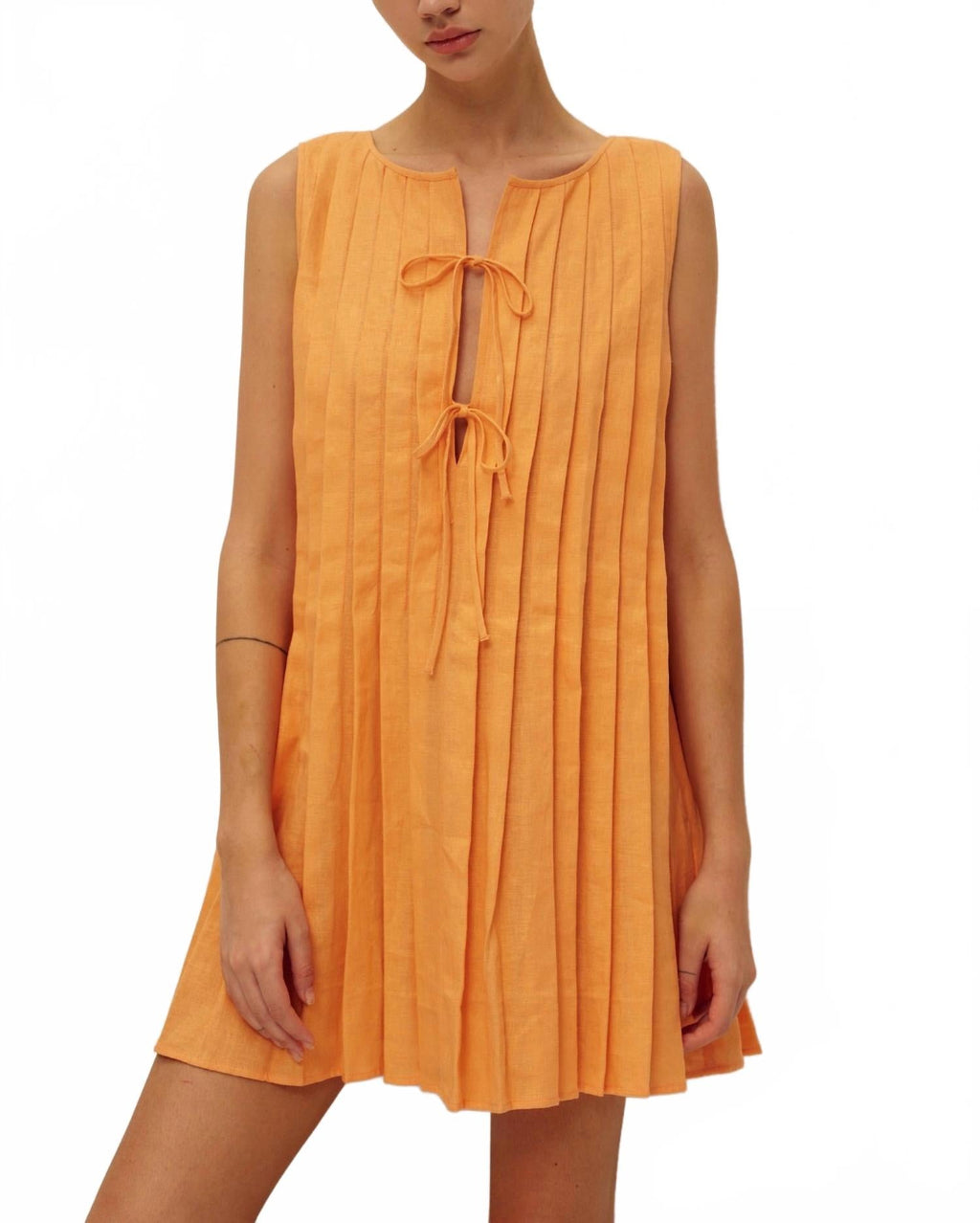 Rune Linen Dress In Orange