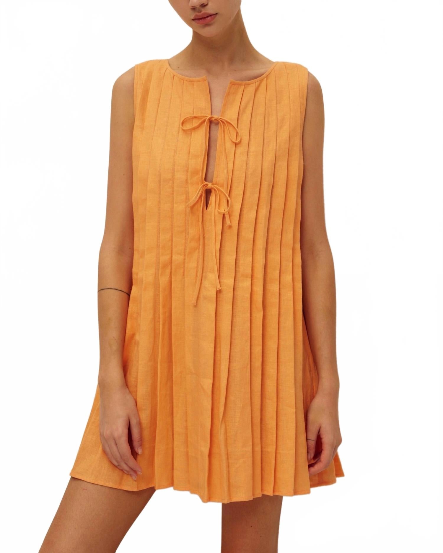 Rune Linen Dress In Orange