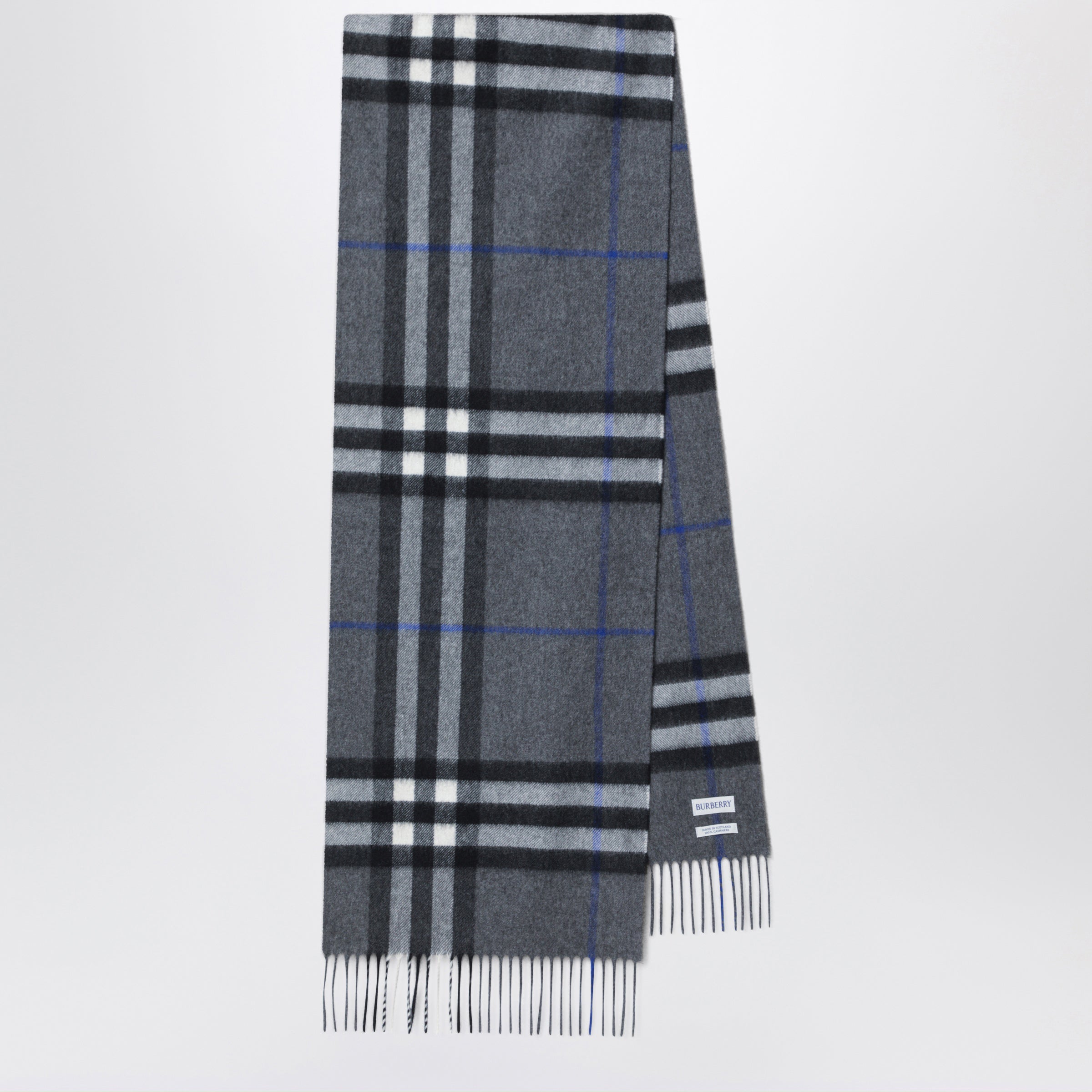 Burberry Check Cashmere Scarf In Marlborough Grey Men