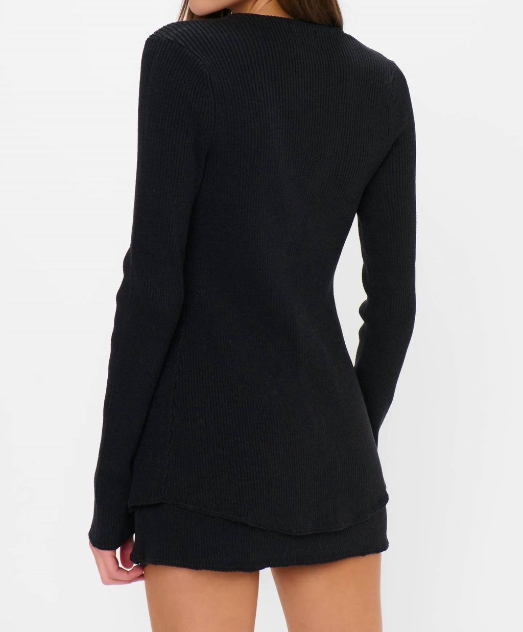 Josie Top In Black Rib Knit