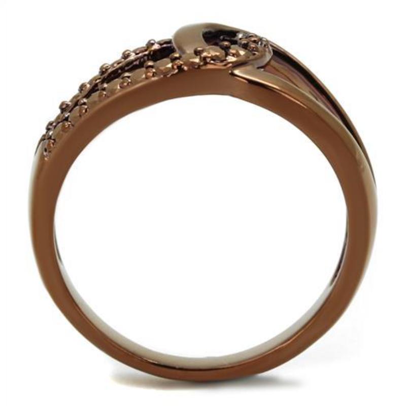 IP Coffee light Brass Ring with AAA Grade CZ in Light Coffee