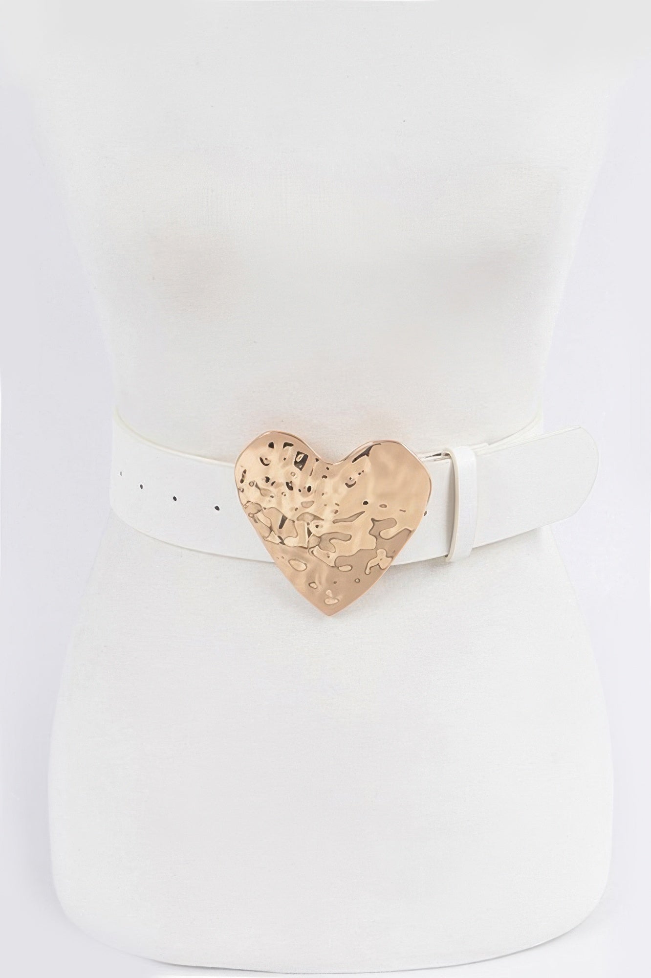 Hammered Heart Shape Buckle Belt