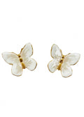 Women's Glassine Butterfly Earrings In White Pearl