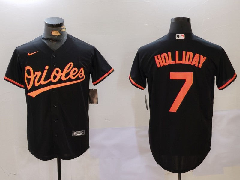 Men's Baltimore Orioles Jackson Holliday #7 Black Replica Player Jersey1