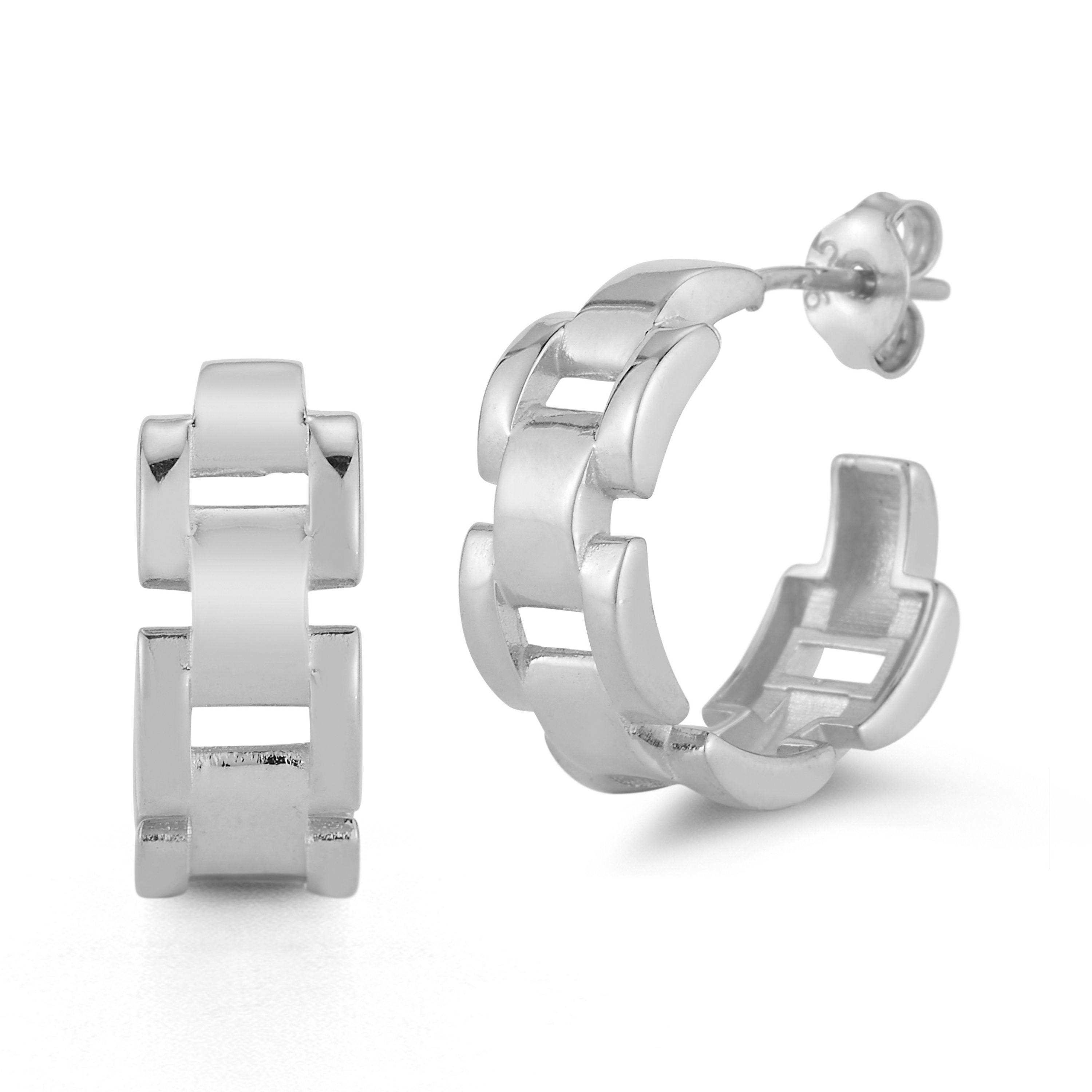 Sterling Silver Bold Link Hoops